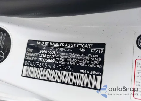 2020 Mercedes-Benz E Amg 53 4Matic z USA, uszkodzony, nr VIN WDDZF6BB6LA709270